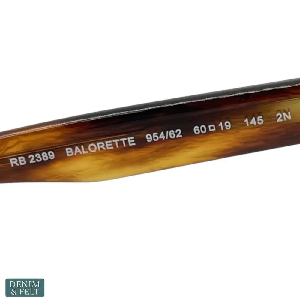 NEW Ray-Ban Unisex Balorette Striped Havana Pillow Frame Blue‎ Lens Sunglasses